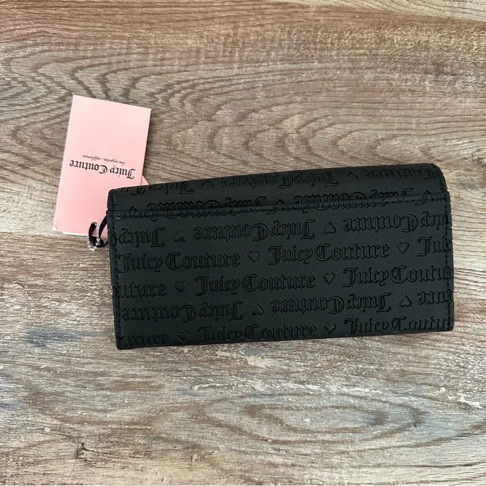 Juicy Couture Black Embossed Flap Wallet/Clutch